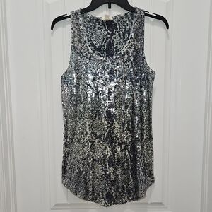 Silence + Noise Sequined Tank Top Animal Print